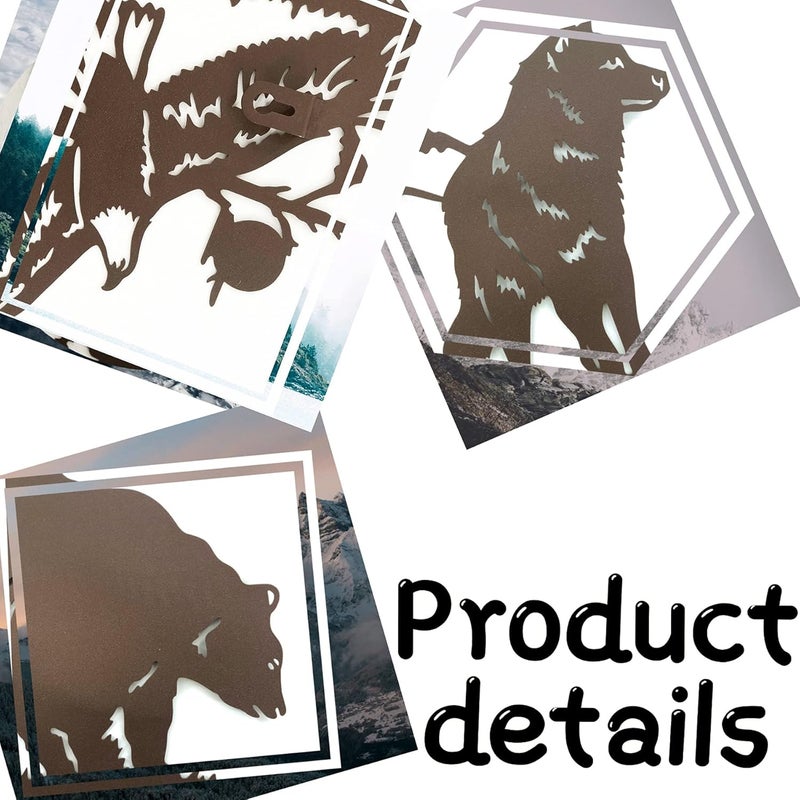 J-Fly Metal Bear Wall Decor Eagle Wall Decor Wildlife Wall Art Rustic Cabin Decor Laser Cut Bear and Wolf Eagle For Living Room Valentine Bathroom etc Indoor & Outdoor Decor 3 Pack - Image 3